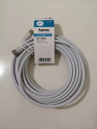 Hama Antennenkabel Satkabel F-Stecker 10m 85dB Weiß Video TV
