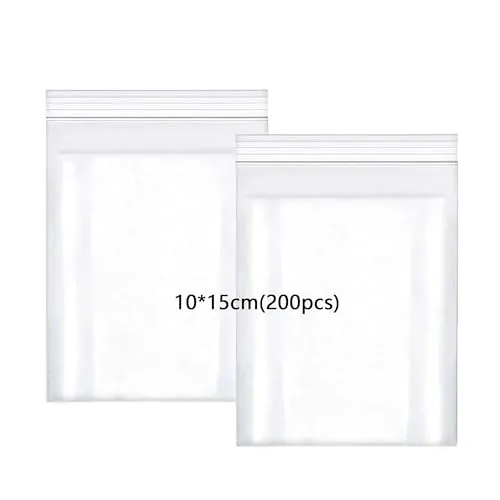 huruirui 10x15cm Druckverschlussbeutel, 200Stück zip beutel Wiederverschließbare Durchsichtige Plastikbeutel Klein Verschlussbeutel Zipper Beutel Set Kleine Wasserdichter 100μm