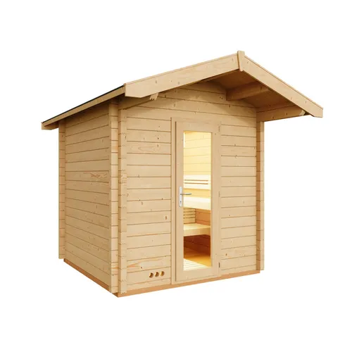 Infraworld Gartensauna Terra 4 – Massivholzsauna für den Garten - Saunen, Dampfbäder & Infrarot-Wärmekabinen – Hochwertige Massivholzsauna mit großzügigen 230x230 cm, ideal für entspannende Wellnessmomente im Freien.
