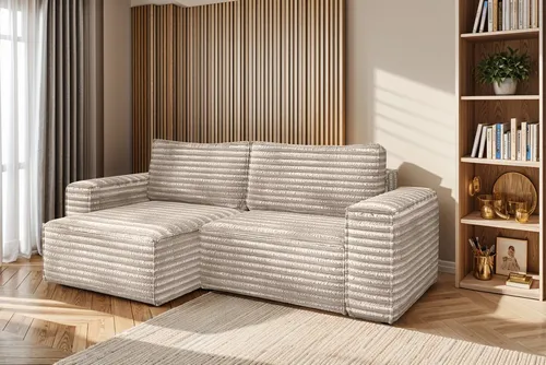 Kaiser Möbel Bohoo L-Ecksofa Beige mit Schlaffunktion