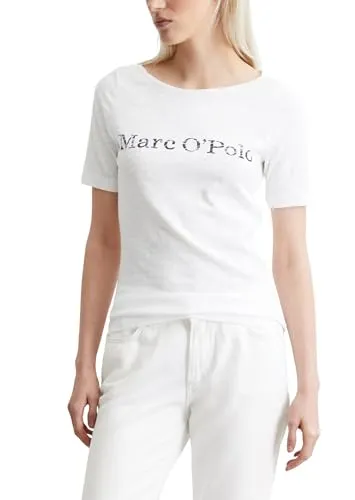Marc O'Polo T-Shirt aus weichem Slub-Jersey - Basic Shirt aus 100% Baumwolle, angenehm weich und ideal für den Alltag, in klassischem Weiß mit V-Ausschnitt, perfekt für jeden Look.