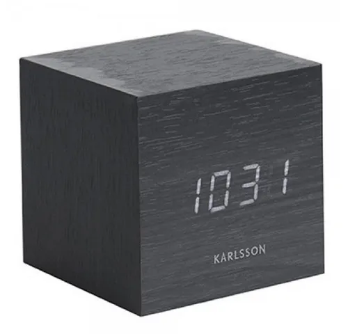 Karlsson Mini Cube Wecker in Schwarz mit Veneer-Finish in schwarz von Karlsson