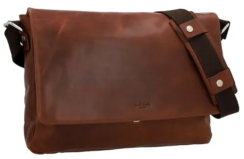 Gusti Umhängetasche Leder - Theodore - Messenger-Bag aus pflanzlich gegerbtem Leder, stilvoll im Vintage-Design und ideal für Beruf und Freizeit. Bietet ausreichend Platz für Alltagsgegenstände und überzeugt durch nachhaltige Produktion.