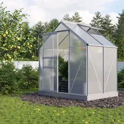 Gewächshaus Planet 2500 mit Stahlfundamentrahmen - Garten-Zubehör mit Dachfenster, Regenrinnen und UV-stabiler Verglasung für optimale Wachstumsbedingungen und langlebige Nutzung.