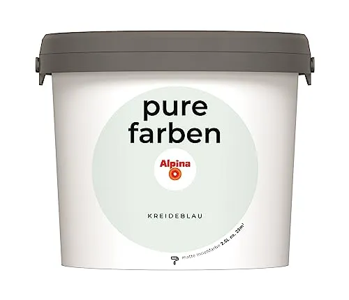 Alpina pure farben Wandfarbe Kreideblau – strapazierfähig & atmungsaktiv - Farben: Hochwertige Innenfarbe in Kreideblau, emissionsarm und geruchsneutral für ein optimales Raumklima. Ergiebig und gut deckend für ein perfektes Ergebnis.