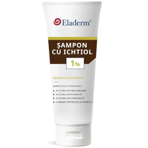 Eladerm Ichthiol-Shampoo 200ml Haut anfällig für Infektionen, Schuppen, Dermatitis der Kopfhaut, talgregulierende und beruhigende Wirkung, Juckreiz, Reizungen und Kopfhaut anfällig für Schuppenflechte
