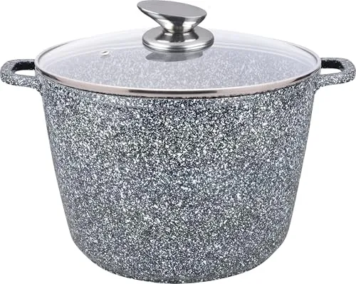 Royal Swiss® Induktionskochtopf – Induktionspfanne mit abnehmbaren Griffen – Ø 28 cm/10.5 Liter – Suppentöpfe mit Deckel, Pfanne für alle Herdarten, Antihaftbeschichtung, Snew White (Snew White, 28)