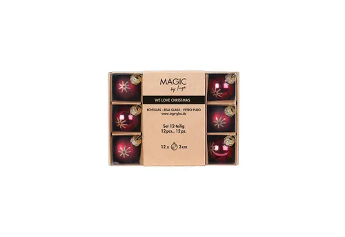 MAGIC by Inge Weihnachtsbaumkugel, Weihnachtskugeln Glas 3cm Schneeflocken Motiv 12er Set Smooth Port