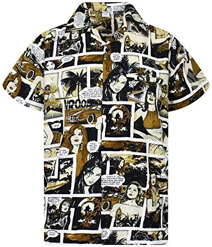 King Kameha Funky Hawaiihemd, Comic, monosepia, 6XL