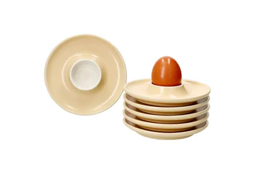 Ritzenhoff & Breker Eierbecher Ritzenhoff 6x Jasper Eierbecher mit Ablage Vanille Steingut 6 Personen