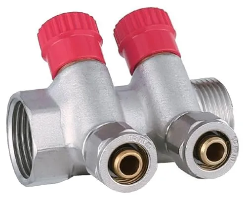 AQUA HEATING Warmwasserverteiler Wasserverteiler Warmwasser Trinkwasser Heizung Industrie Wasseranschluss-Verteiler 1 Zoll x 16 mm PEX 2 Kreise