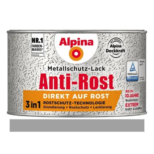 Alpina Metallschutz-Lack Anti-Rost Glänzend 300 ml RAL 9006 Silber