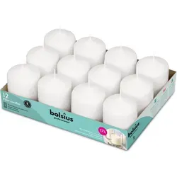 Stumpen 80/58 mm (12er Tray) - weiß in weiß von Bolsius