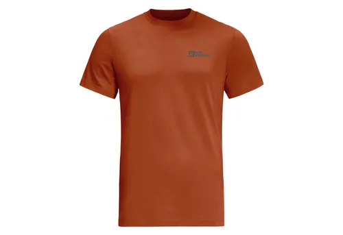 Jack Wolfskin Herren Essential M T-Shirt, Burnt Orange, XL EU - Rundhalsshirts aus nachhaltiger Bio-Baumwolle, atmungsaktiv und hautfreundlich für hohen Tragekomfort. Ideal für Outdoor-Aktivitäten mit Jack Wolfskin Logo.