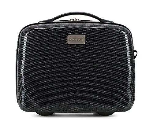 WITTCHEN PC Ultra Light Kosmetiktasche Kosmetikkoffer Kulturbeutel Beauty Case aus Polycarbonat Handgriff Schultergurt Elastische Band Größe XS Schwarz