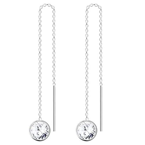 LÖB Damen Durchzieher 925 Silber Ohrringe mit Zirkonia - Elegante hängende Ohrringe aus 925 Sterling Silber, verziert mit funkelnden Zirkonia. Ideal für festliche Anlässe oder den Alltag. Leicht und filigran, ein perfektes Geschenk für besondere Momente.