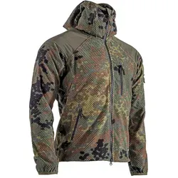 Anton Blöchl Fleece Hoodie Jacke Delta flecktarn, Größe M - Funktionsjacken für Outdoor-Aktivitäten, mit Waffelstruktur für optimale Belüftung und Isolation. Ideal für kühle Jahreszeiten, mit elastischen Abschlüssen und praktischen Taschen.