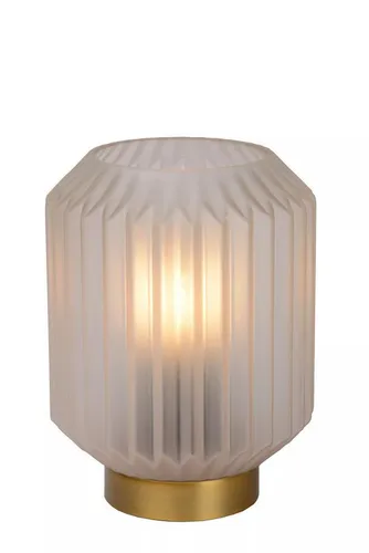Licht-Erlebnisse Tischleuchte VOMAR, ohne Leuchtmittel, Glas Metall E14 Ø 13 cm rund 17 cm in Gold Weiß Modern Tischlampe