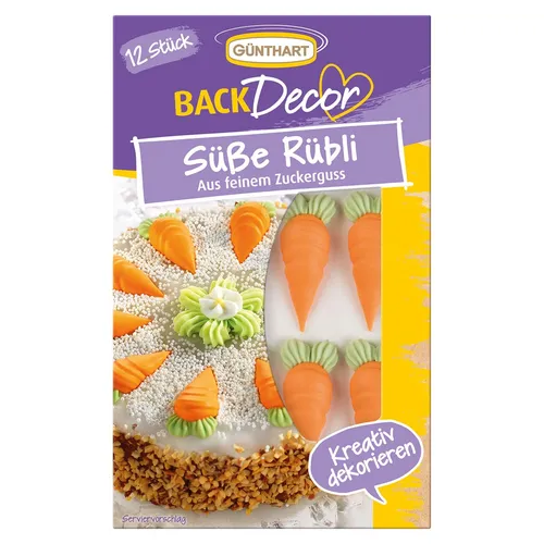 Günthart Süße Rübli Zuckerdekoration aus feinem Zuckerguss 36g