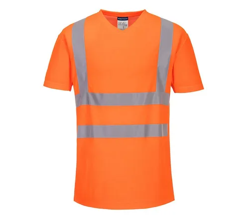 Portwest Warnschutz T-Shirt Cotton Comfort mit MeshAir-Einsatz - Hochwertiges kurzärmeliges T-Shirt mit seitlichen Mesh-Zwickeln für optimale Luftzirkulation. Ideal für warme Arbeitsumgebungen, bietet es Komfort und Sichtbarkeit mit reflektierenden Details. 40+ UV-Schutz.