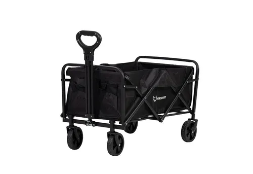 FOXSPORT Bollerwagen faltbar, Handwagen, Transportwagen, Strandbuggy (Packung), breitere Vollgummi-Reifen, bis 100 kg, Vorder- und Hinter-Bremse