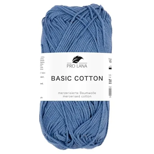 Pro Lana BASIC COTTON Baumwollgarn 50 g ideal für Kleidung, Spielzeug, Accessoires 125 m, Farbe:255 - hellflieder
