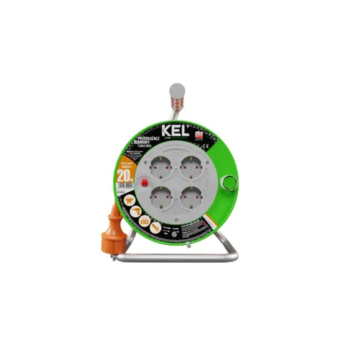Kabeltrommel 20m mit 4 Steckdosen - Robuste Kabeltrommel für Haus, Garten oder Werkstatt, ausgestattet mit Überhitzungsschutz und Erdung für sicheres Arbeiten bei maximaler Belastung.