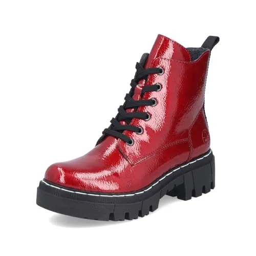 Rieker Boots Schnürstiefelette - Wanderschuhe in Größe 40 EU, rot mit 5,5 cm Absatzhöhe, ideal für Komfort und Stil beim Wandern. Robuste Synthetik-Oberfläche und bequeme Textil-Innenausstattung.