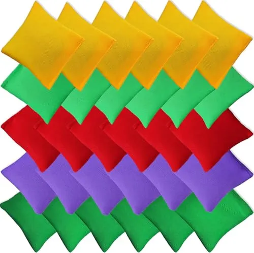 Tczecoo 30 Stück Cornhole Säckchen, 7 x 7cm Cornhole Bean Bags, Dosenwerfen Nylon Sitzsäcke Werfen, Quadratische Wurfsäckchen, Bunte Bean Bags, Säckchen Outdoor Spiele für Erwachsene & Kinder