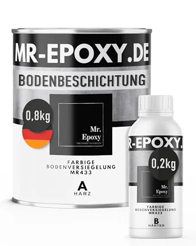 Mr. Epoxy Epoxid-Bodenbeschichtung 2K - Hochwertige 2K-Bodenbeschichtung für langlebige und widerstandsfähige Böden. Ideal für Garage, Werkstatt und Industriehallen. Einfache Anwendung mit optimaler Deckkraft und professionellem Look.