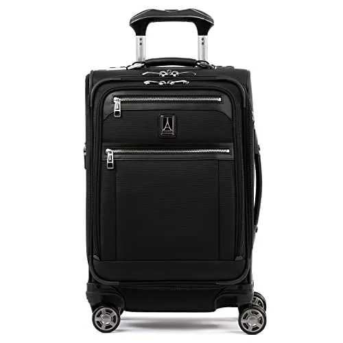 Travelpro Platinum Elite Softside Erweiterbares Gepäck, 8 Rollen Spinner Koffer, USB-Anschluss, passt bis zu 15 Zoll Laptop, Männer und Frauen, Business Plus, Schwarz (Shadow Black), Carry-On 20-Inch,