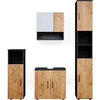 Vicco Badmöbel Set Irma - Elegantes Set für Ihr Badezimmer - Badmöbel-Sets mit hochwertiger Melaminharzbeschichtung, strapazierfähig und pflegeleicht. Enthält Spiegelschrank, Hochschrank und Midischrank für optimalen Stauraum.