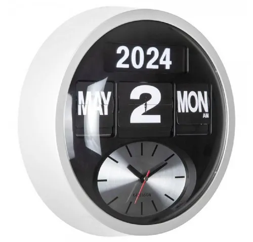 Karlsson Wanduhr Round Flip White - Elegante Wanduhr von KARLSSON mit modernem Design, ideal für jeden Raum. Perfekt für stilvolle Akzente und zuverlässige Zeitmessung.