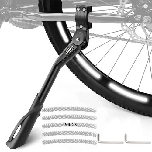 ANWONE Fahrrad Ständer, Fahrradständer Mountainbike, 24-29 Zoll Hinterbauständer, Höhenverstellbarer Seitenständer Fahrrad Ständer, Maximale Belastung 45KG für MTB, Ebike, Citybikes, Schwarz