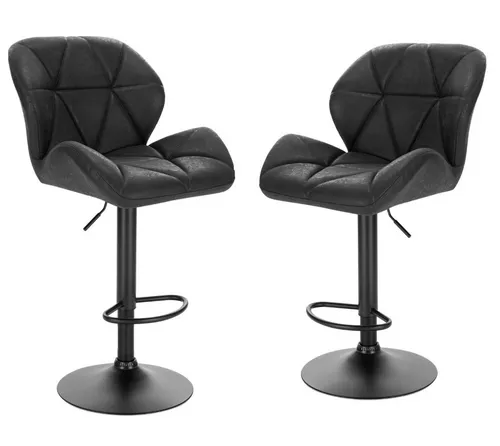 Woltu BH287sz-2 Barhocker Set - Verstellbar & Modern - Barmöbel: 2× woltu BH287sz-2 Barhocker in stylischem Schwarz, höhenverstellbar für optimalen Sitzkomfort und ideal für Küche oder Bar.