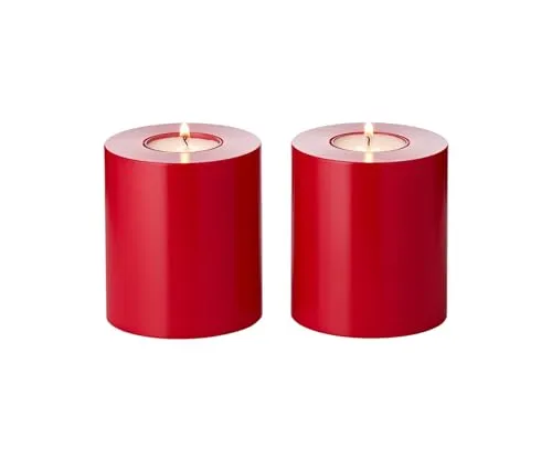 EDZARD Teelichthalter Cornelius Rot 2er Set - Nussknacker - Beidseitig aufstellbar, hitzebeständig bis 90°C und pflegeleicht, ideal für eine romantische Atmosphäre mit langlebigen Teelichtern.