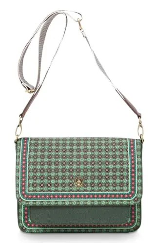 Pip Studio Cross Body Flap Clover - Stylische Umhängetasche in Grün - Umhängetaschen: Praktische Crossbody Bag mit verstellbarem Schulterriemen und vielen Fächern für Ordnung, aus nachhaltigen Materialien und 100% vegan.