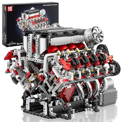 Mould King 10130 Technik Motor Bausteine Modell, Engine Modellbausatz Klemmbausteine für Erwachsene, MOC Benzinmotor als Spielzeug/Geschenk/Sammlerstücke (2718 Teile)