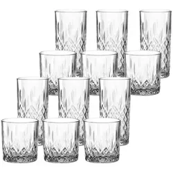 Leonardo Gläserset 12-tlg. - Eleganz für jeden Anlass - Kerzenständer und stilvolles 12-teiliges Becherset aus hochwertigem Klarglas mit funkelndem Schliffdekor, perfekt für kreative Drinks und Familienfeiern.