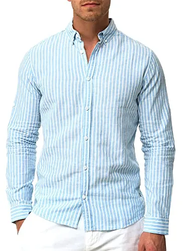 Indicode Herren Brayden Hemd gestreift | Stilvolles Button-Down-Hemd für Männer, Moonlight, 3XL - Hochwertiges langärmliges Hemd mit zeitlosem Streifenmuster und Button-Down-Kragen. Ideal für jeden Anlass, bietet es Komfort und einen modernen Look. Perfekt für stilbewusste Männer, die Wert auf Qualität legen.