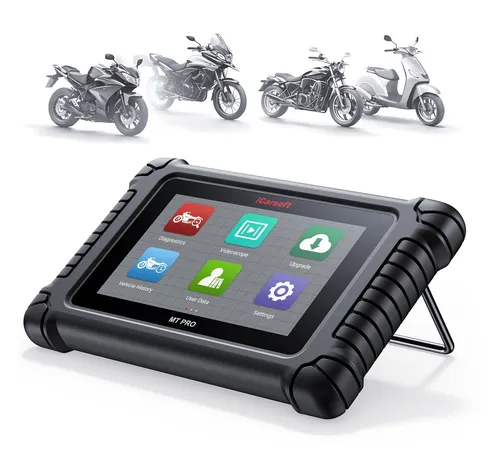 iCARSOFT OBD2 Universal Diagnosegerät MT Pro für Motorräder - Praktisches Diagnosegerät mit OBD-2 Schnittstelle, ideal für alle Motorräder. Kompakt und benutzerfreundlich, inklusive Adapter und regelmäßigen Updates für optimale Funktionalität.