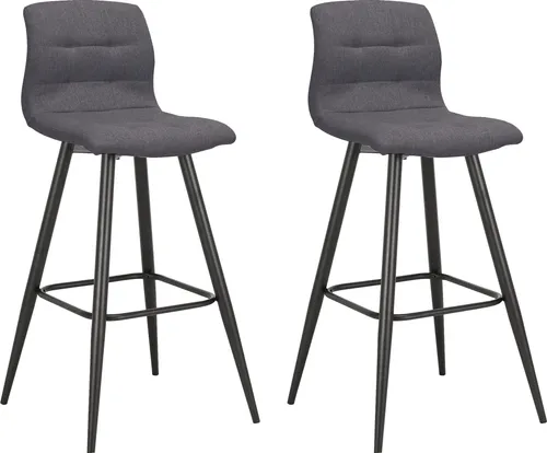 byLIVING Barhocker Simone 2er-Set, Metall schwarz, Stoff anthrazit - Elegantes Barhocker 2er-Set mit bequemer Polsterung und hochwertiger Ziersteppung, ideal für stilvolle Wohnräume.
