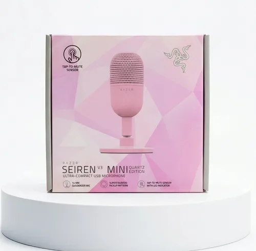 Razer Seiren V3 Mini - Ultrakompaktes USB-Mikrofon mit Supernierencharakteristik, kristallklare Sprachaufnahmen und praktischer Tap-to-Mute-Funktion