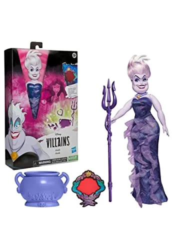 Disney Schurkin Ursula Modepuppe, Accessoires und abnehmbare Kleidung, Disney Prinzessin Spielzeug für Kinder ab 5 Jahren
