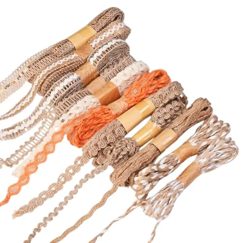 Rollen Natur Stoffband, 2m Jute Rolle Spitzenband, Vintage Juteband, Geschenkband, Sackleinen Band Burlap Für Diy Geschenke Verpackung Weihnachten Hochzeit Party Basteln 10