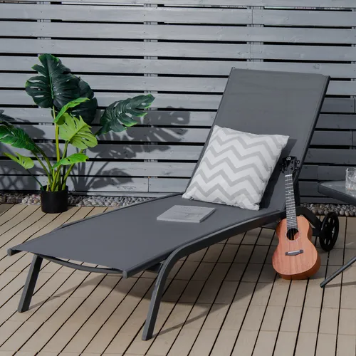 COSTWAY Gartenliege Sonnenliege mit Rollen, 6-fach verstellbar - Liegen - Ergonomische Gartenliege mit schnelltrocknendem Stoff und 6-fach verstellbarer Lehne für optimalen Komfort im Freien. Mit praktischen Rollen für einfache Mobilität.