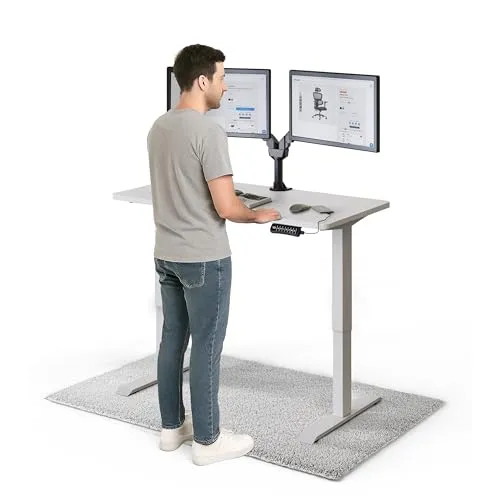 DESKSPACE PRO Elektrisch höhenverstellbarer Schreibtisch 120x60 cm - Ergonomischer Stehpult mit Memory-Funktion - VIELSEITIG EINSETZBAR - Der elektrisch höhenverstellbare Schreibtisch fördert eine ergonomische Haltung und passt sich flexibel an Ihre Bedürfnisse an. ROBUST UND LEISE – Der Motor arbeitet unter 50 dB und hebt bis zu 100 kg.