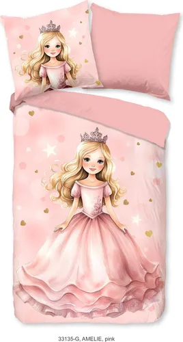 Good Morning Kinderbettwäsche Amelie 135x200 - Bettwäsche-Set für Mädchen im Prinzessinnen-Design, 2-teilig mit Wendefunktion und Reißverschluss, aus 100% Baumwolle für optimalen Schlafkomfort.
