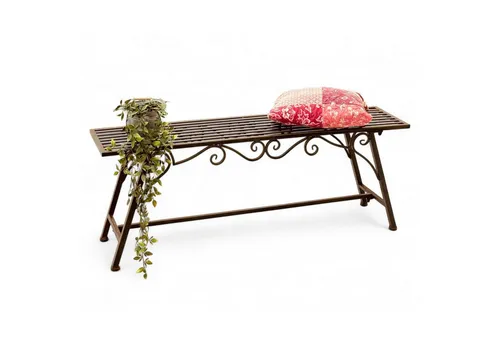 DanDiBo Gartenbank Cucciu XL Wetterfest Metall 120 cm - Sitzbank im Antik-Design aus robustem Metall, ideal für Terrasse & Balkon, mit dekorativen Ornamenten und Rost-Optik für einen nostalgischen Flair.