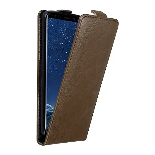 Cadorabo Hülle kompatibel mit Samsung Galaxy S8 Flip Design aus Premium Kunst Leder Flip Klappbare Stoßfeste Magnetische Cover Hülle für Galaxy S8 Tasche in Braun